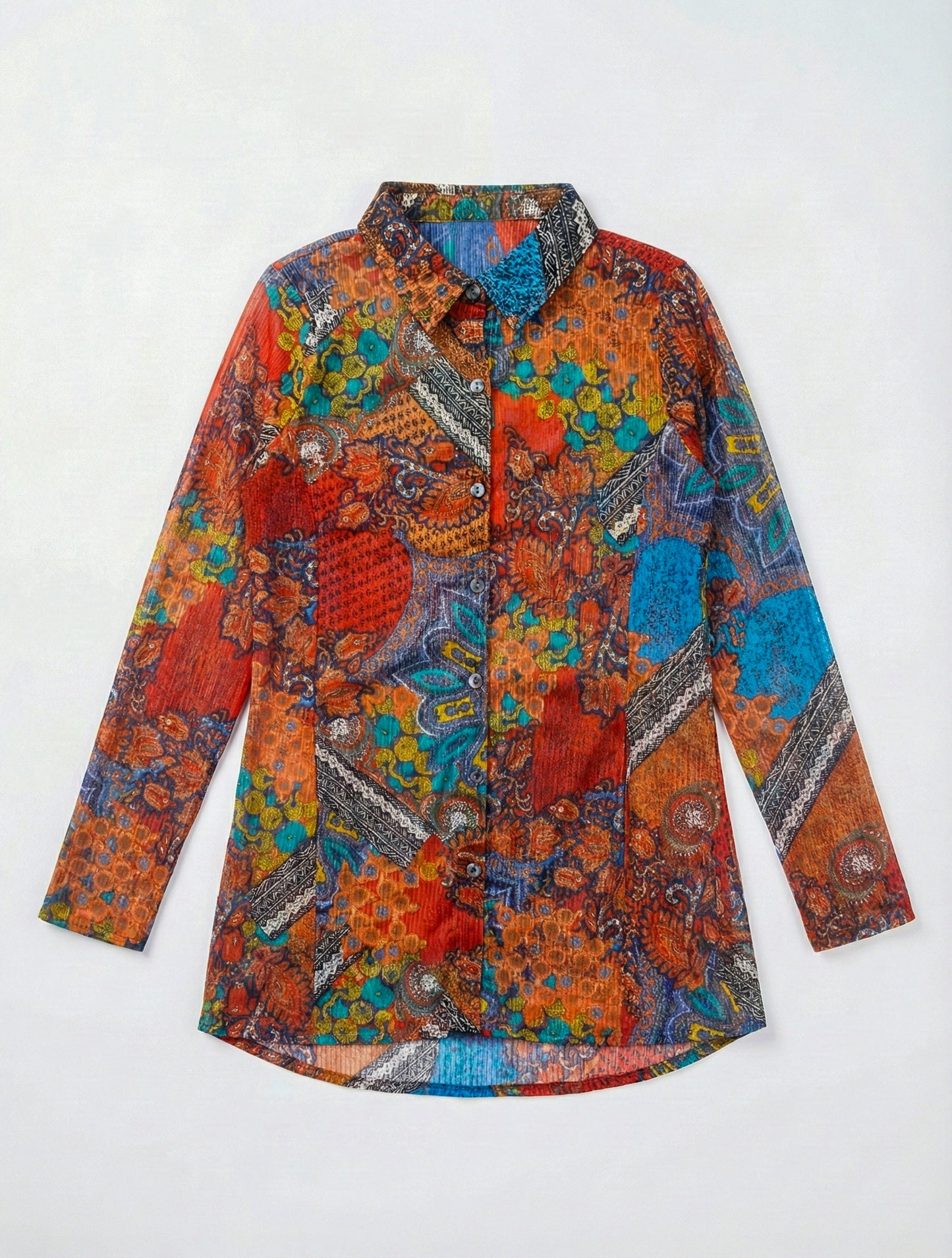 Heritage Mosaic Paisley Shirt Dress | Khandaani