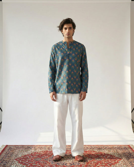 Neel Mughal Buta Short Kurta