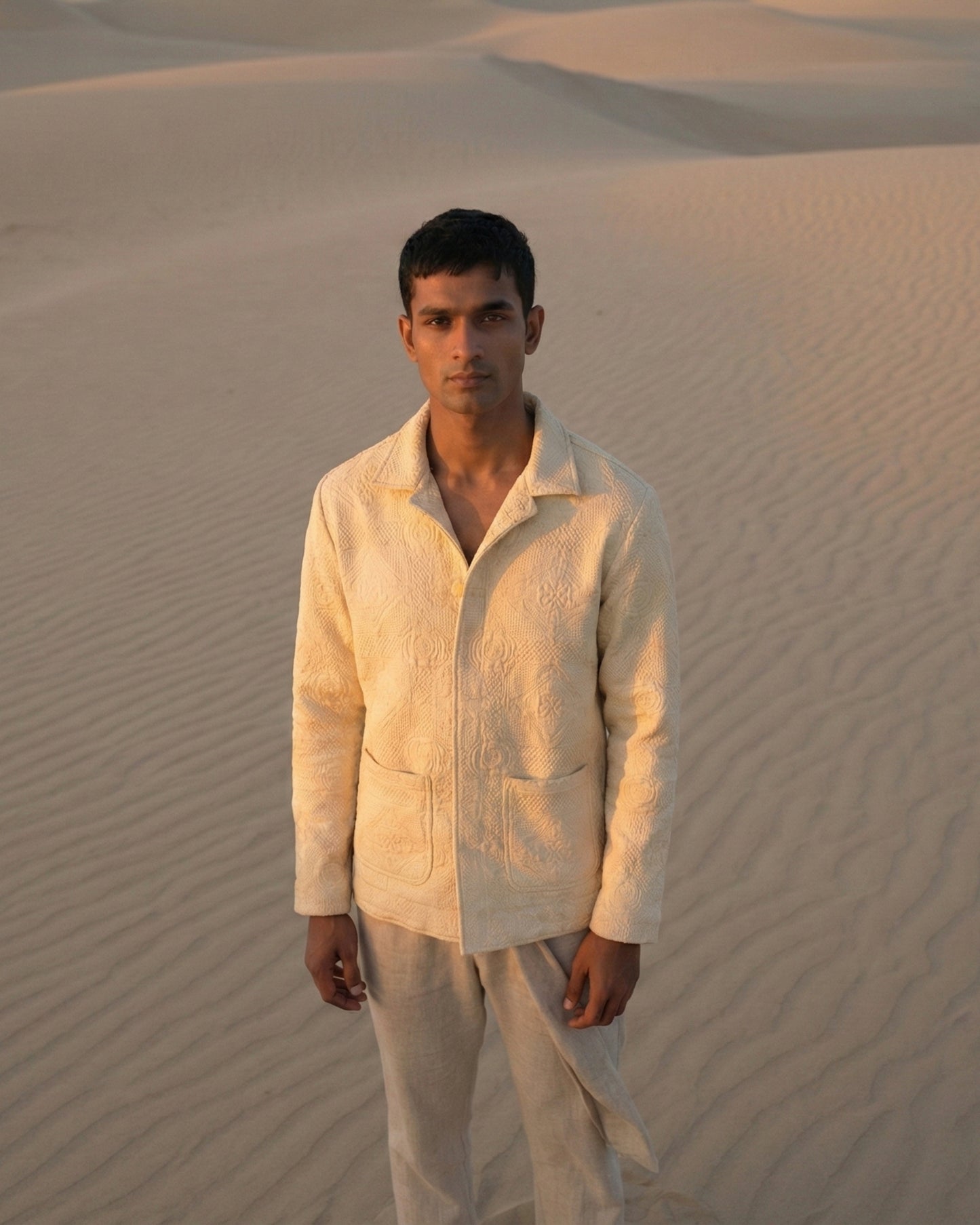 Embossed Jacquard Off-white Jacket | Sangmarmar Naqqashi Jacket | Khandaani