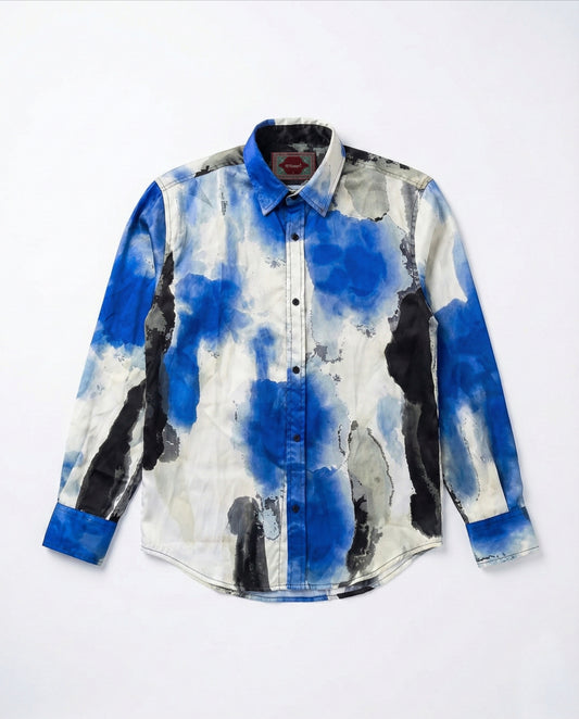 Ink wash satin shirt | shahi syaahi |