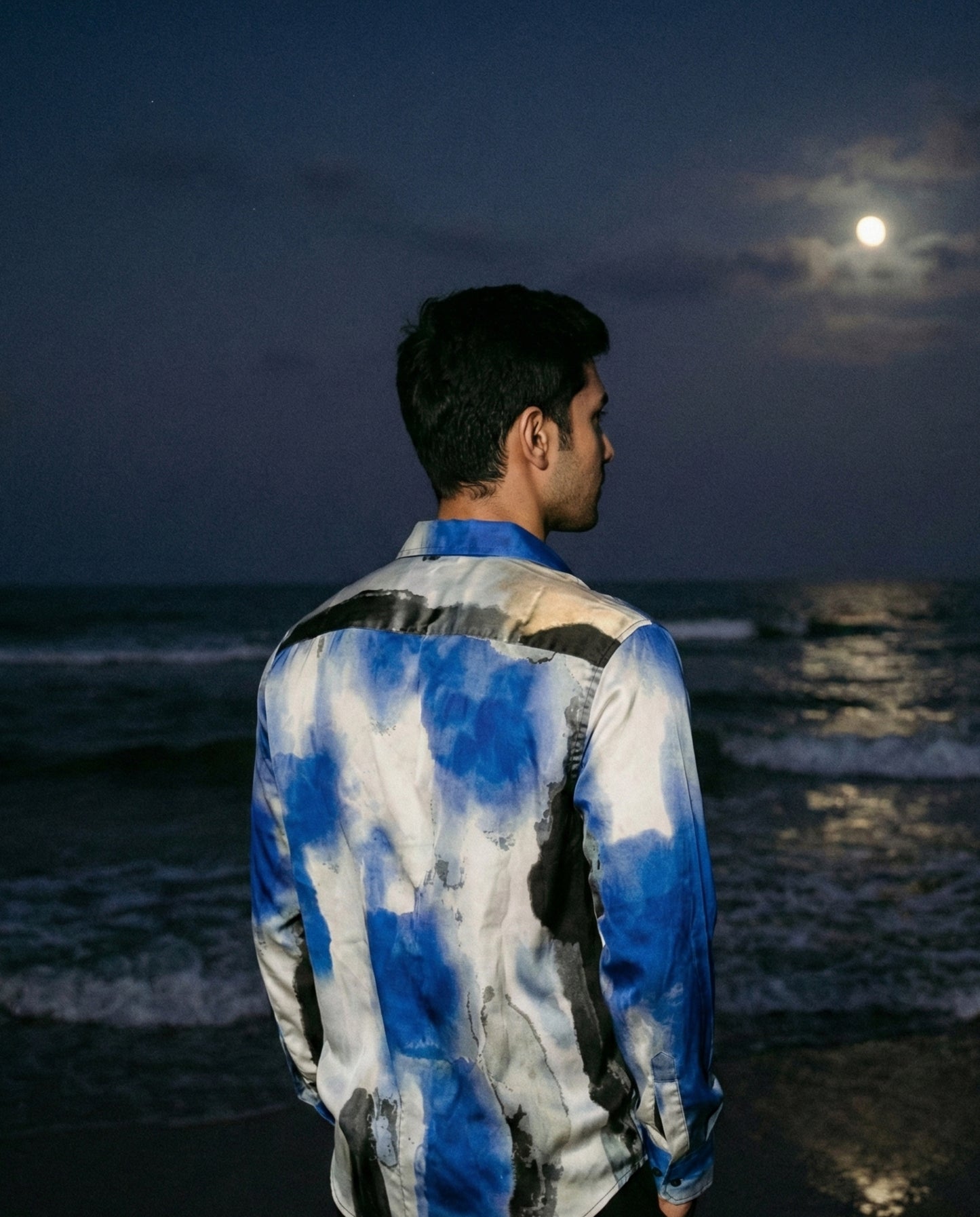 Shahi Syaahi Satin Shirt | Luxury Ink-Wash Eveningwear | Khandaani