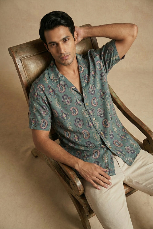 Kalkaaari Cuban Collar Shirt | Khandaani