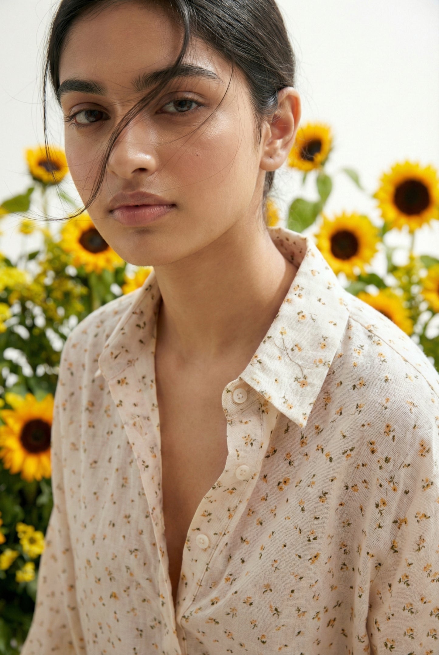 Premium Cream Floral Cotton Shirt | Guldastaan Shirt