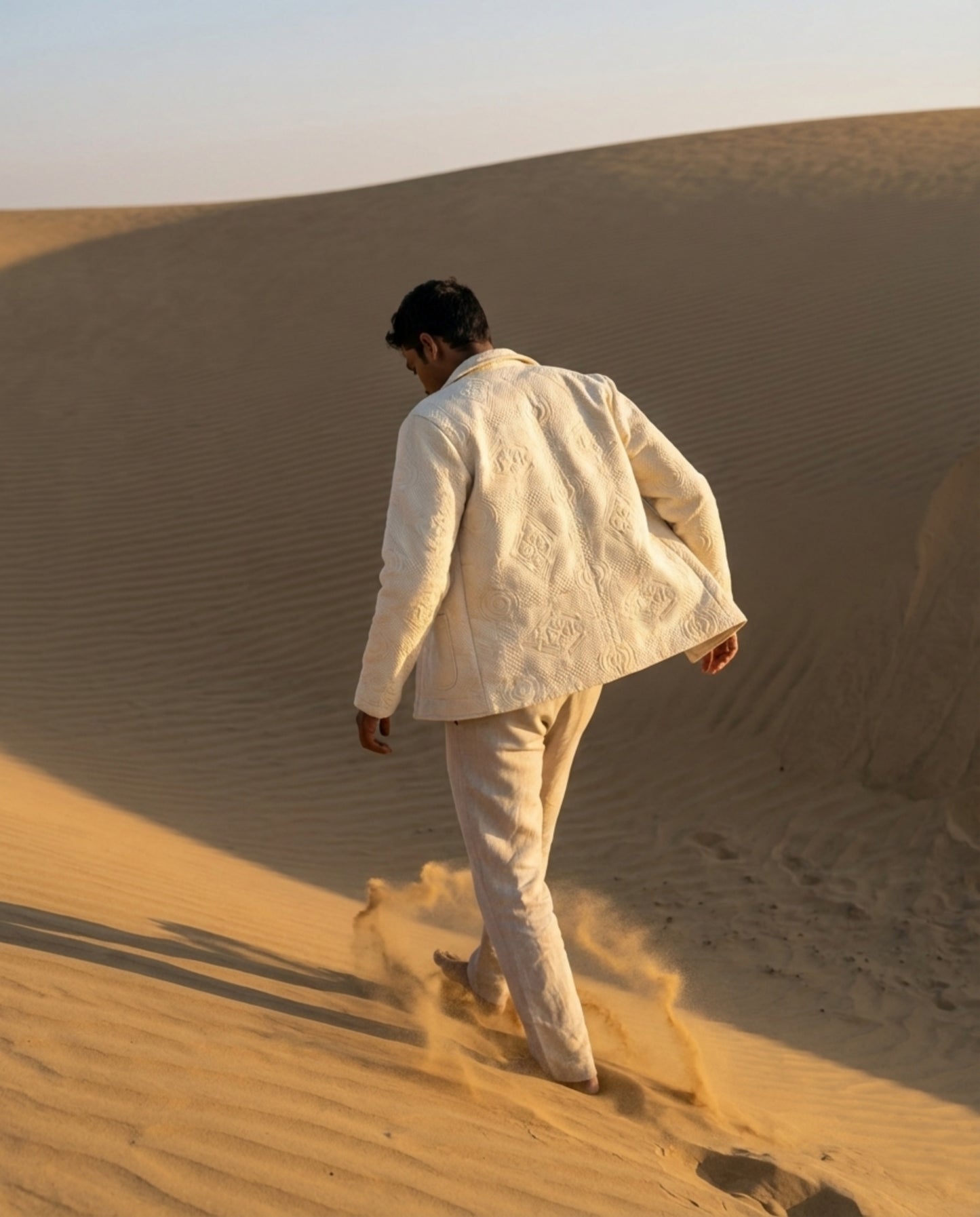 Embossed Jacquard Off-white Jacket | Sangmarmar Naqqashi Jacket | Khandaani