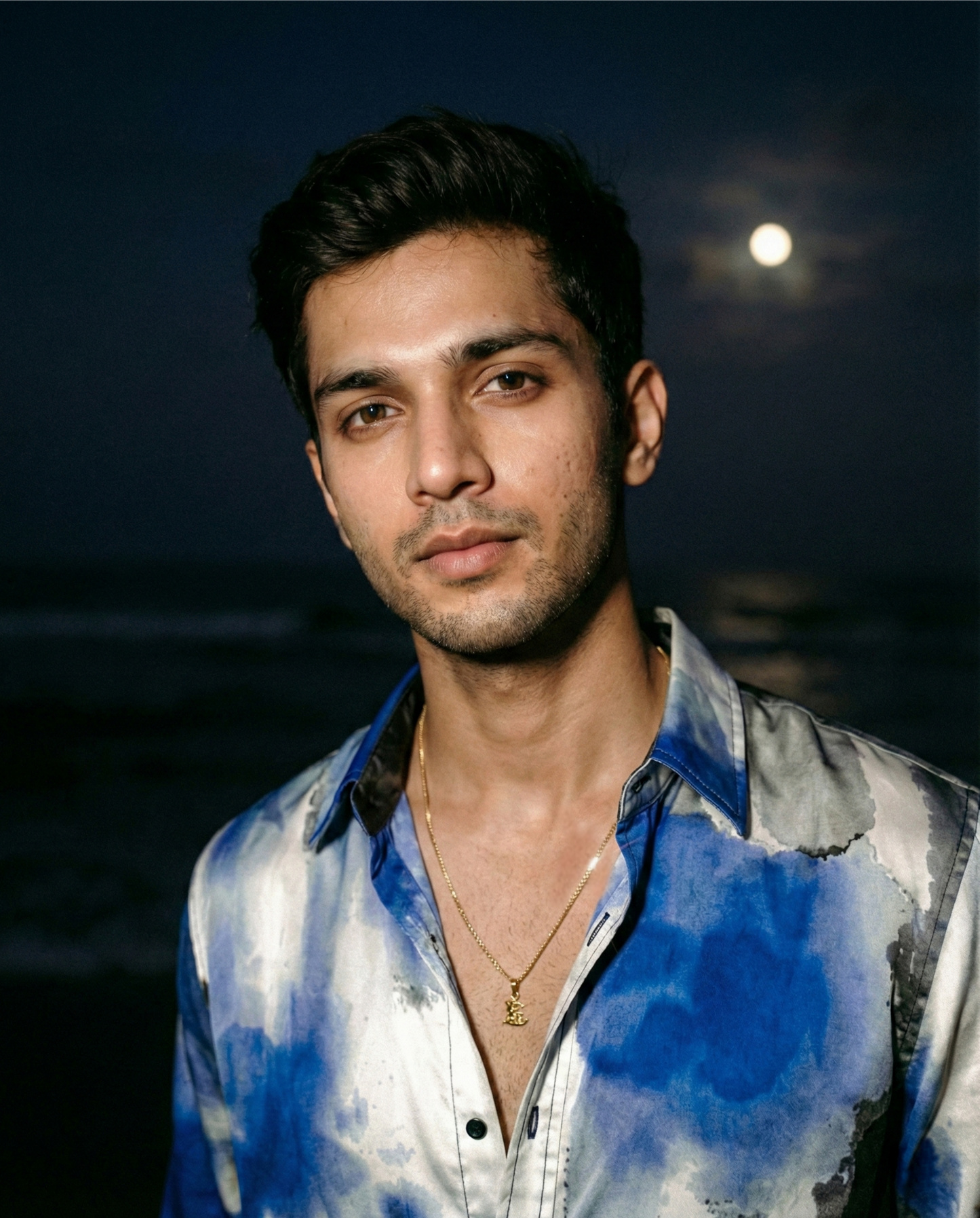 Shahi Syaahi Satin Shirt | Luxury Ink-Wash Eveningwear |  Khandaani