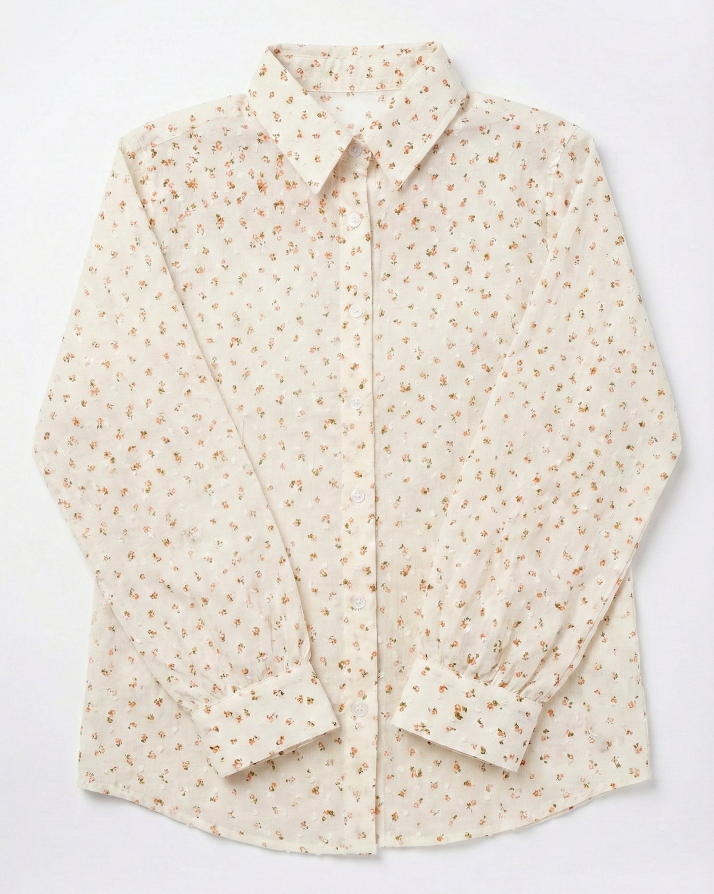 Premium Cream Floral Cotton Shirt | Guldastaan Shirt