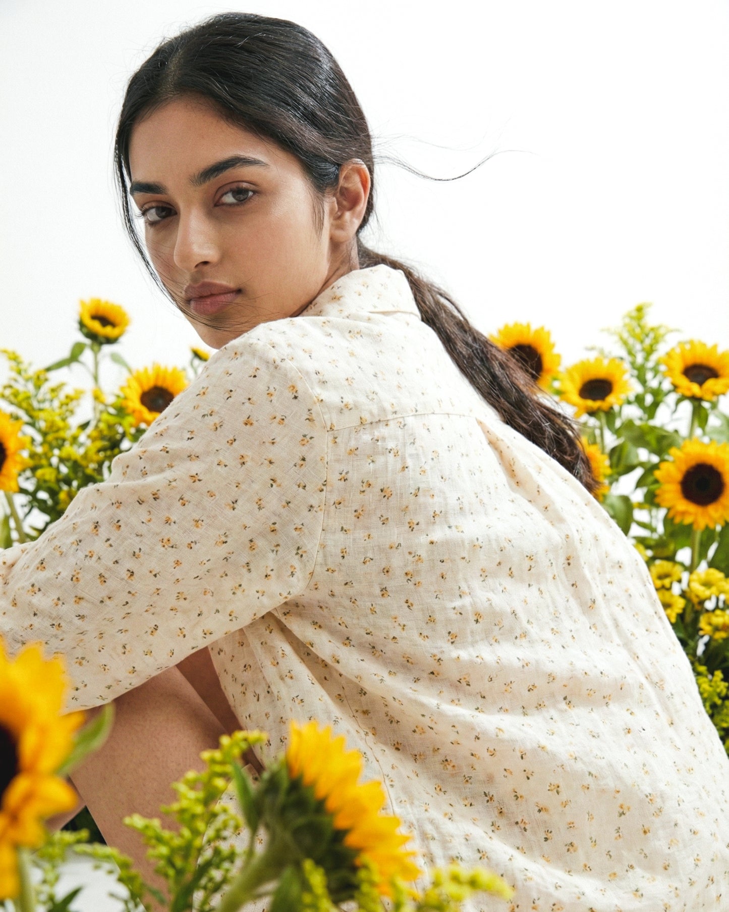 Premium Cream Floral Cotton Shirt | Guldastaan Shirt